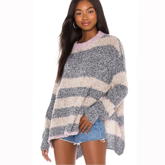 Free People Sweater Oversized Tunic Striped Small - Picture 1 of 9